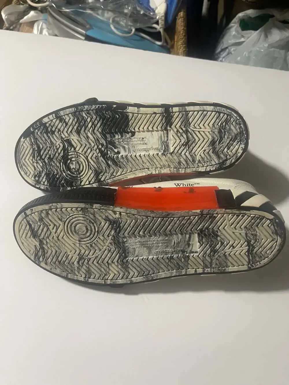Off-White Low Vulcanized Canvas Sneakers White Green Size 9.5